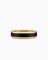 Beveled Band Ring in 18K Yellow Gold with Black Titanium, 6mm